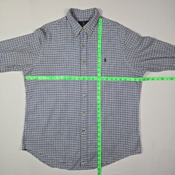 Ralph Lauren XL Classic Fit Blue Plaid Button Down Shirt Long Sleeve Preppy - Picture 15 of 16